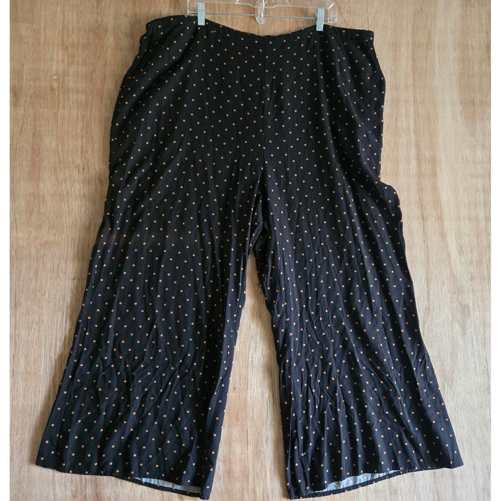 Black With Orange Polka Dot Wide Leg Crop Pants Womens 3X Nordstrom Rack